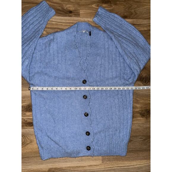 Helmut Lang Cardigan Wool/Alpaca Distress Button Blue Italian Yarn - Size Medium - Picture 8 of 12